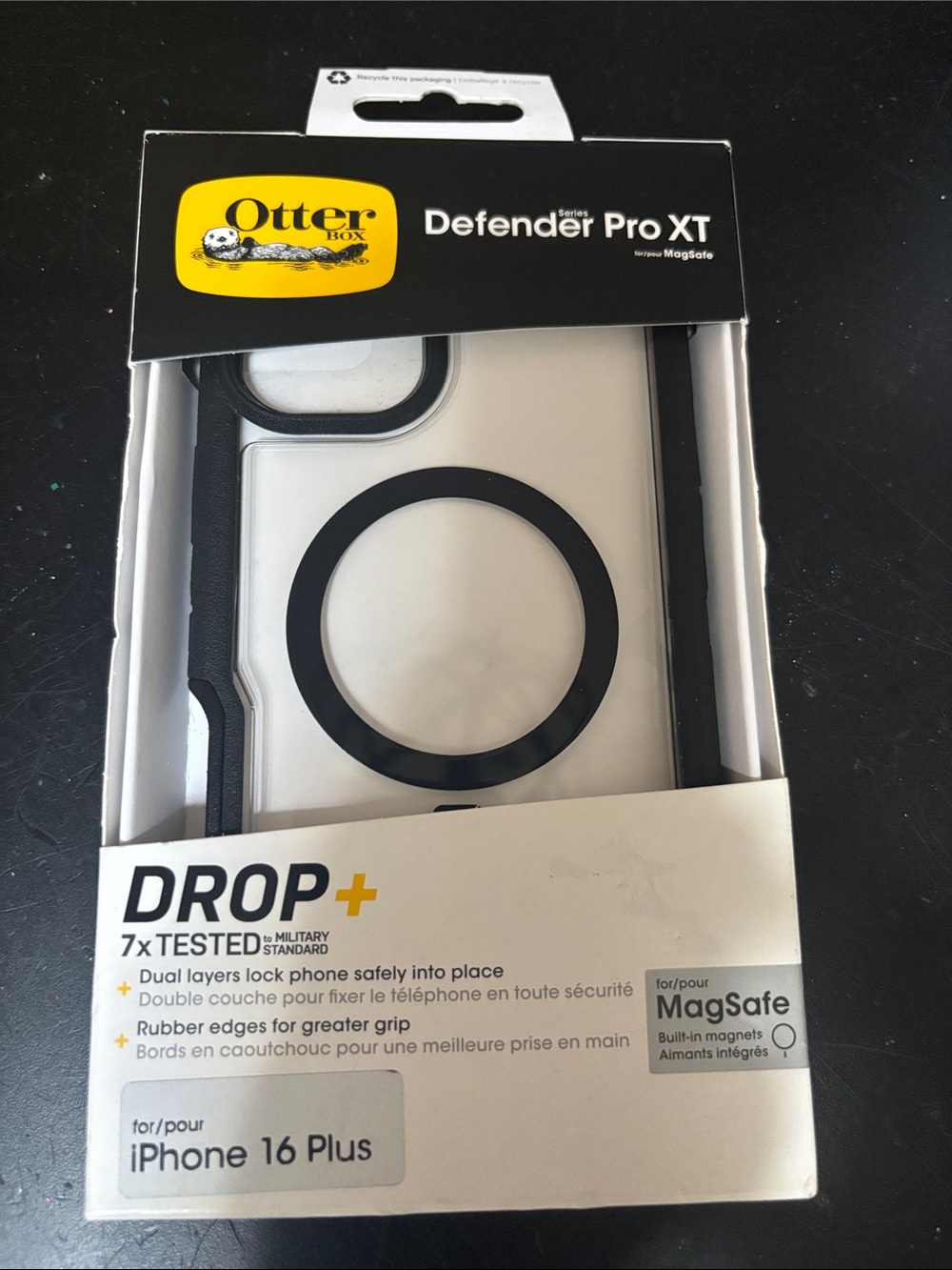 OtterBox Defender Pro XT Case for iPhone 16 Plus - Clear and Black